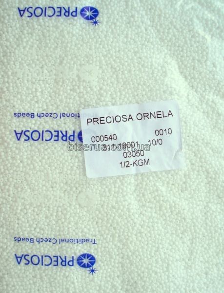 03050 Бисер чешский 25г, "PRECIOSA," №10, непрозрачный, белый. 03050/25 фото