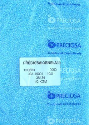 38134 Бісер чеський 50г, "PRECIOSA", №10, блакитний, прозорий, профарбований всередині. 38134 фото