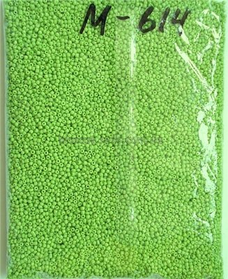 Бисер китайский мелкий 25г, салатовый, непрозрачный, "тёртый" 1,5-2мм, код М-614. М-614/25 фото