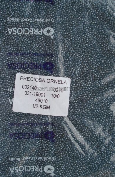 46010 Бісер чеський 50г, "PRECIOSA", №10, сірий, прозорий, глянцевий. 46010 фото