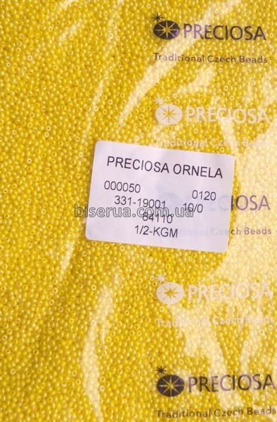 84110 Бисер чешский 50г, "PRECIOSA", №10, жёлтый, непрозрачный, глянцевый, радужный. 84110 фото