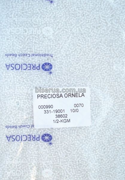 38602 Бисер чешский 25г, "PRECIOSA", №10, белый, прозрачный, окрашенный внутри. 38602/25 фото