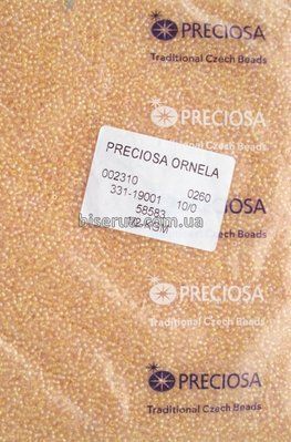 58583 Бісер чеський 50г, "PRECIOSA", №10, абрикосовий, прозорий, профарбований всередині, райдужний. 58583 фото