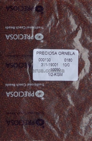 10090 Бисер чешский 50г, "PRECIOSA", №10, тёмно-янтарный, прозрачный. 10090 фото