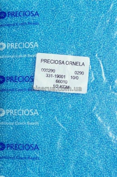 66010 Бісер чеський 50г, "PRECIOSA", №10, блакитний, прозорий, глянцевий. 66010 фото