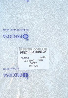 38602 Бісер чеський 50г, "PRECIOSA", №10, білий, прозорий, профарбований всередині. 38602 фото
