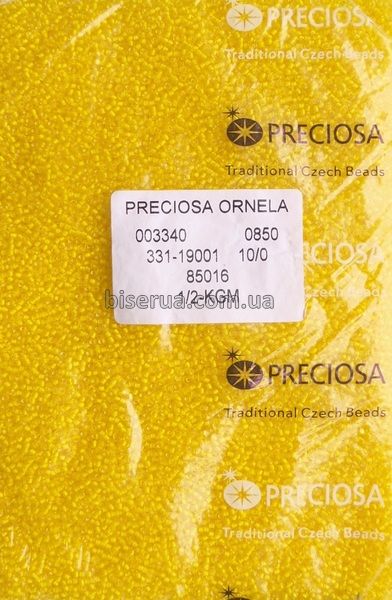 85016 Бисер чешский 25г, "PRECIOSA", №10, скло-жовте, прозорий, профарбований всередині. 85016/25 фото