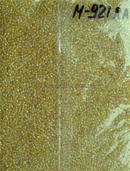 Бісер китайський дрібний 25г, світло-коричневий, прозорий, райдужний 1,5-2мм, код М-921RA. М-921РА фото