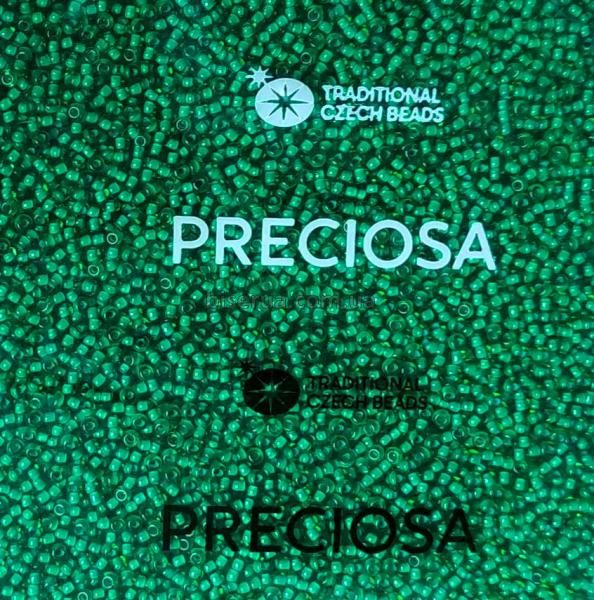 50105 Бісер чеський 50г, "PRECIOSA", №10, ізумрудно-зелений, прозорий, профарбований всередині. 50105 фото