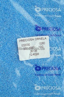 38136 Бісер чеський 50г, "PRECIOSA", №10, блакитний, прозорий, профарбований всередині. 38136 фото