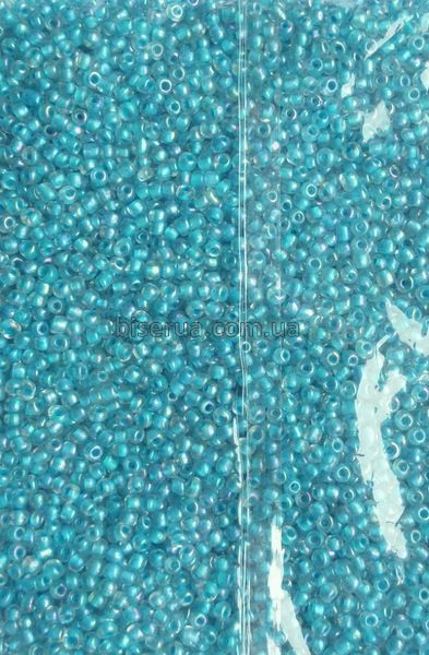 Бісер китайський крупний 25г, блакитний, прозорий, профарбований всередині, райдужний, 4мм, код K-730Р. К-730Р/25 фото