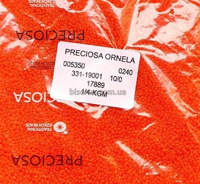 17889 Бісер чеський 25г, "PRECIOSA", №10, помаранчевий, напівпрозорий. 17889/25 фото