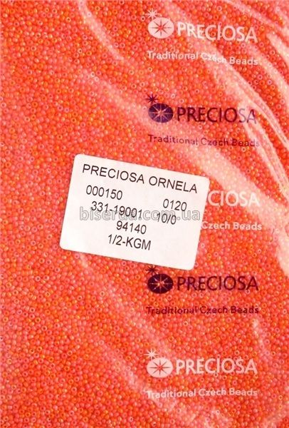 94140 Бісер чеський 50г, "PRECIOSA", №10, рожево-помаранчевий, непрозорий, райдужний. 94140 фото
