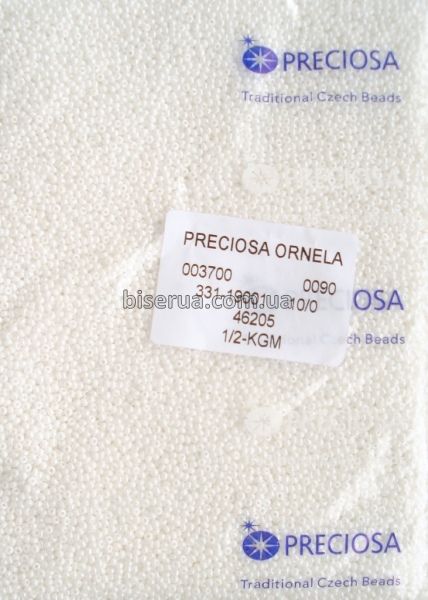 46205 Бісер чеський 50г, "PRECIOSA", №10, білий, непрозорий, глянцевий, трохи перламутровий. 46205 фото