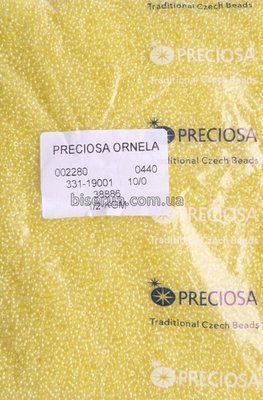 38886 Бісер чеський 50г, "PRECIOSA", №10, жовтий, прозорий, профарбований всередині. 38886 фото