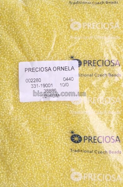 38886 Бисер чешский 25г, "PRECIOSA", №10, жёлтый, прозрачный, окрашенный внутри. 38886/25 фото