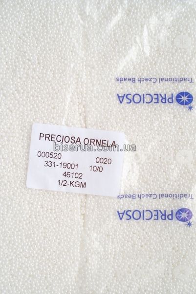 46102 Бисер чешский 50г, "PRECIOSA", №10, белый, непрозрачный, глянцевый. 46102 фото