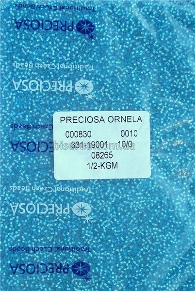 08265 Бисер чешский 50г, "PRECIOSA", №10, голубой, прозрачный с серебряным отверстием. 08265 фото