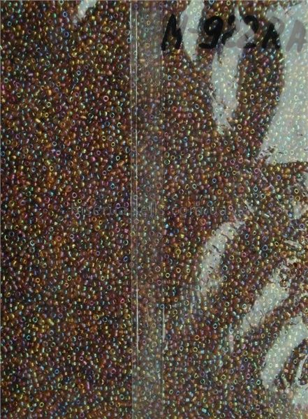 Бісер китайський дрібний 25г, коричневий, прозорий, райдужно-бензиновий, 1,5-2мм, код М-922РA. М-922РА/25 фото