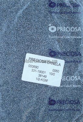 38149 Бісер чеський 25г., "PRECIOSA", №10, сірий, прозорий, профарбований всередині. 38149/25 фото