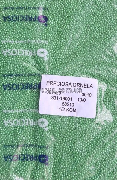 58210 Бісер чеський 50г, "PRECIOSA", №10, салатовий, непрозорий, глянцевий. 58210 фото