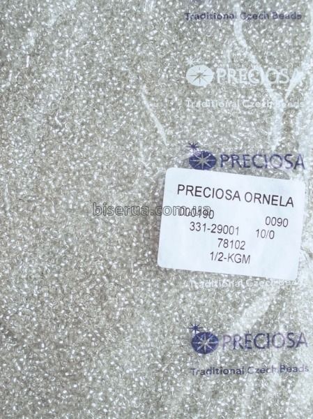 78102к Бисер чешский 50г, "PRECIOSA", №10, прозрачный, серебристый "огонёк", с квадратным отверстием. 78102к фото
