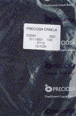 37110 Бісер чеський 25г, "PRECIOSA", №10, фіолетово-синій темний, прозорий зі сріблястою серединкою. 37110/25 фото