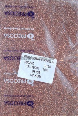 68105 Бісер чеський 50г, "PRECIOSA", №10, світла мідь, прозорий з мідною серединкою. 68105 фото