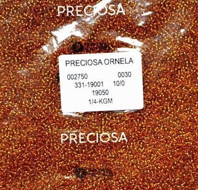 19050 Бісер чеський 50г, "PRECIOSA", №10, янтарний, прозорий, профарбований в середині. 19050 фото