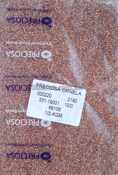 68105 Бисер чешский 50г, "PRECIOSA", №10, светлая медь, прозрачный с медным отверстием. 68105 фото